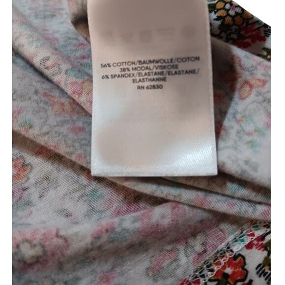 LANDS' END Stretchy Peasant Top Blouse Small Floral Tie Cottage Boho Work Travel - Picture 8 of 10